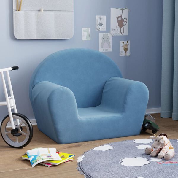 vidaXL Canap&eacute; pour enfants Bleu Peluche douce