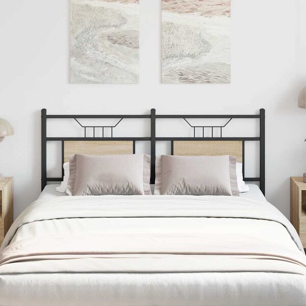 vidaXL T&ecirc;te de lit ch&ecirc;ne sonoma 137 cm bois d'ing&eacute;nierie et acier