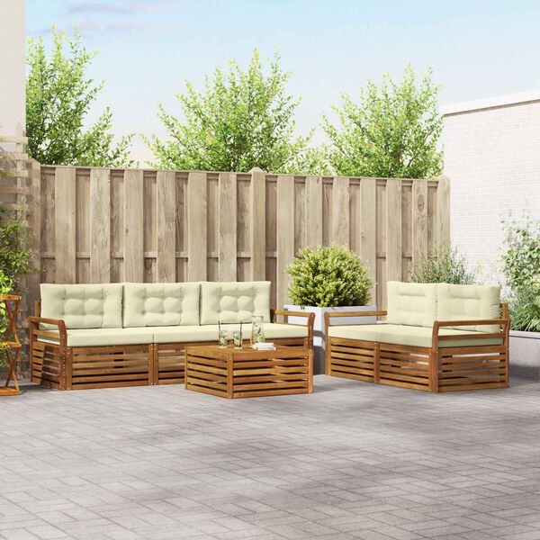 vidaXL Ensemble de canap&eacute;s d'ext&eacute;rieur 6 pcs Naturel et Cr&egrave;me