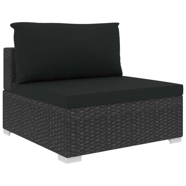 vidaXL Salon de jardin 10 pcs avec coussins Résine tressée Noir