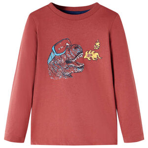 T-shirt enfants &agrave; manches longues rouge br&ucirc;l&eacute; 104