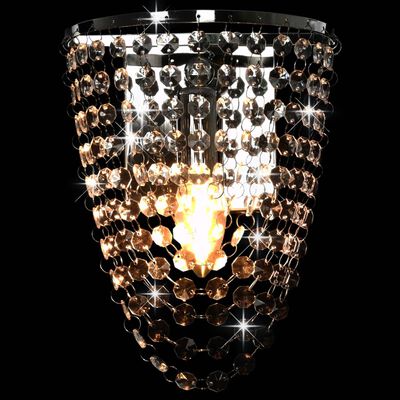 vidaXL Lampe murale avec perles de cristal Argenté Ovale ampoule E14