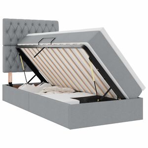 vidaXL Lit avec rangement et matelas Gris clair 90 x 190 cm tissu