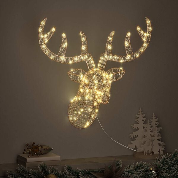 vidaXL Tra&icirc;neau tir&eacute; par un renne Blanc chaud 68 x 36.5 x 62.5 cm PET