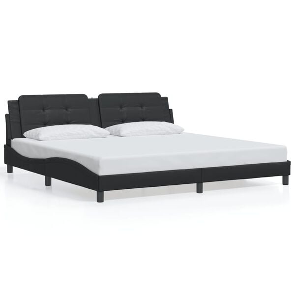 vidaXL Cadre de lit sans matelas Zadar noir 200x200 cm similicuir