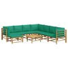 vidaXL Salon de jardin 9 pcs avec coussins vert bambou