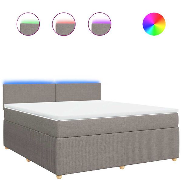 vidaXL Sommier &agrave; lattes de lit avec matelas Taupe 180x200 cm Tissu