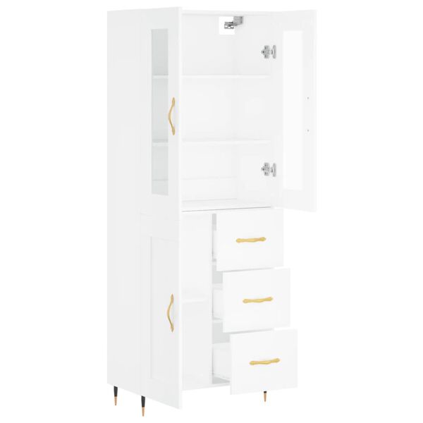 vidaXL Buffet haut Blanc 69,5x34x180 cm Bois d'ingénierie