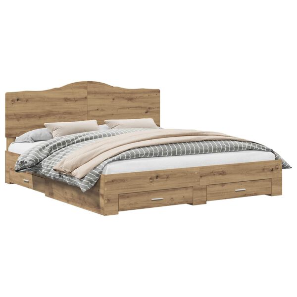 vidaXL Cadre de lit Ch&ecirc;ne artisanal 180 x 200 cm Bois d'ing&eacute;nierie