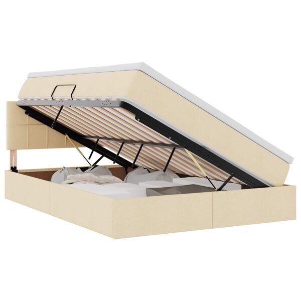 vidaXL Lit avec rangement et matelas avec matelas Cr&egrave;me 140 x 190 cm