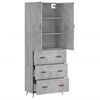 vidaXL Buffet haut Gris b&eacute;ton 69,5x34x180 cm Bois d'ing&eacute;nierie