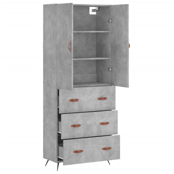 vidaXL Buffet haut Gris b&eacute;ton 69,5x34x180 cm Bois d'ing&eacute;nierie