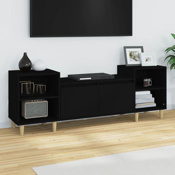 vidaXL Meuble TV Noir 160x35x55 cm Bois d'ing&eacute;nierie
