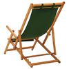 vidaXL Chaise pliable de plage bois d'eucalyptus solide et tissu vert