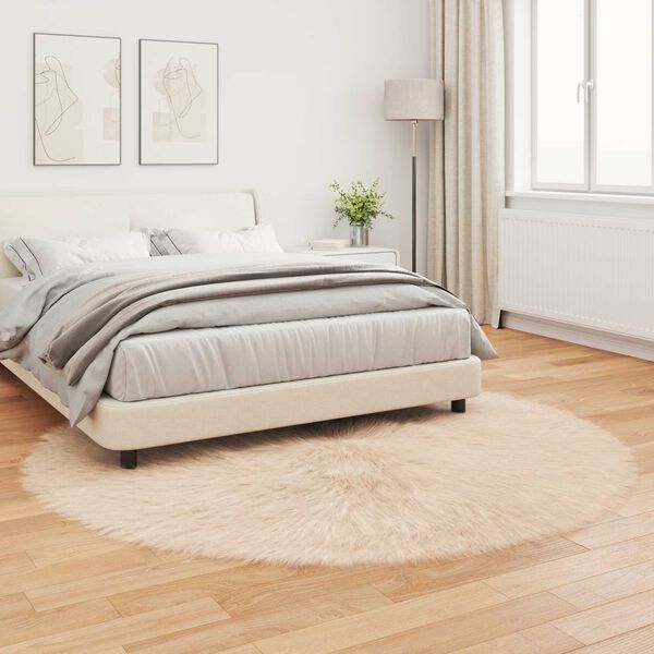 vidaXL Tapis en fausse Tafalla Beige &Oslash; 160 cm Polyester