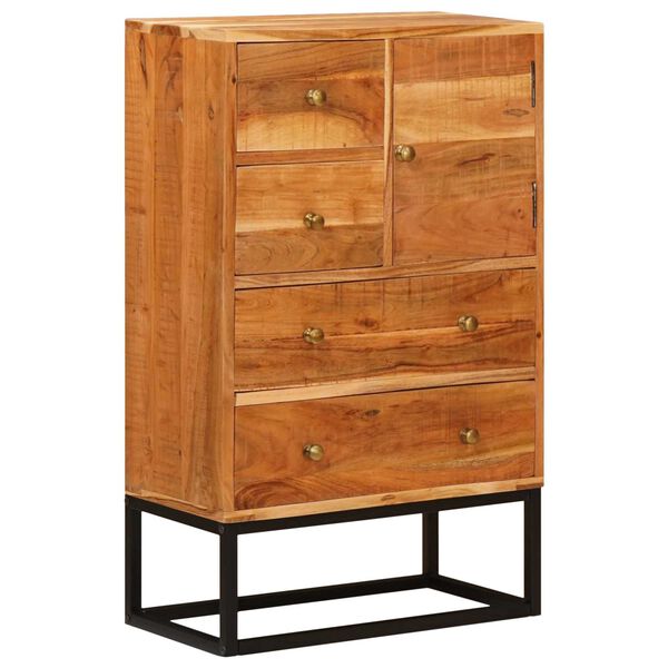 vidaXL Commode avec porte Naturel 55 x 30 x 90 cm Bois d'Acacia Massif