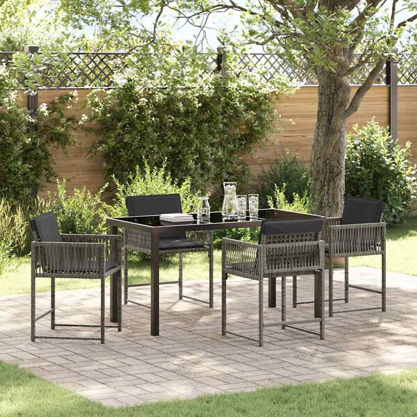 vidaXL Ensemble de salle à manger pour jardin 5 pcs Gris polyrotin