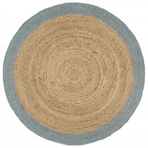vidaXL Tapis fait &agrave; la main Jute avec bord vert olive 180 cm