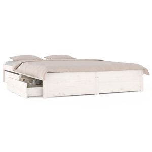 vidaXL Cadre de lit sans matelas avec tiroirs blanc