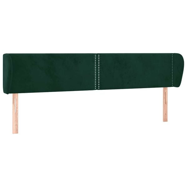 vidaXL T&ecirc;te de lit avec oreilles Vert fonc&eacute; 183x23x78/88 cm Velours