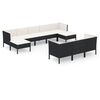 vidaXL Salon de jardin 10 pcs avec coussins R&eacute;sine tress&eacute;e Noir