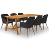 vidaXL Ensemble &agrave; manger de jardin 7 pcs Noir