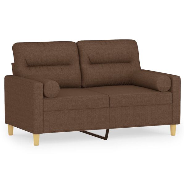 vidaXL Canap&eacute; 2 places avec oreillers d&eacute;coratifs marron 120 cm tissu