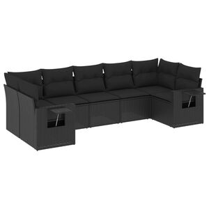 vidaXL Salon de jardin 7 pcs avec coussins noir r&eacute;sine tress&eacute;e
