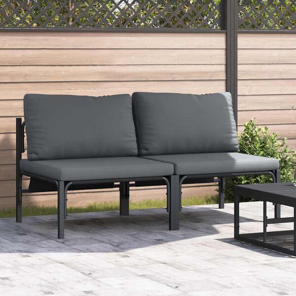 vidaXL Mobilier de jardin avec coussin avec oreiller Anthracite Acier