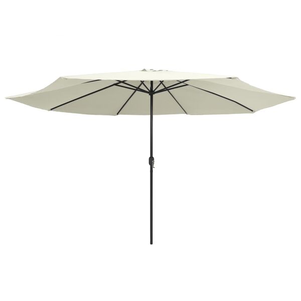 vidaXL Parasol de jardin avec m&acirc;t en m&eacute;tal 390 cm blanc sable