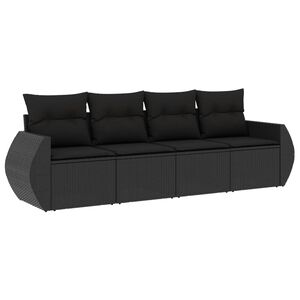 vidaXL Salon de jardin 4 pcs avec coussins noir r&eacute;sine tress&eacute;e