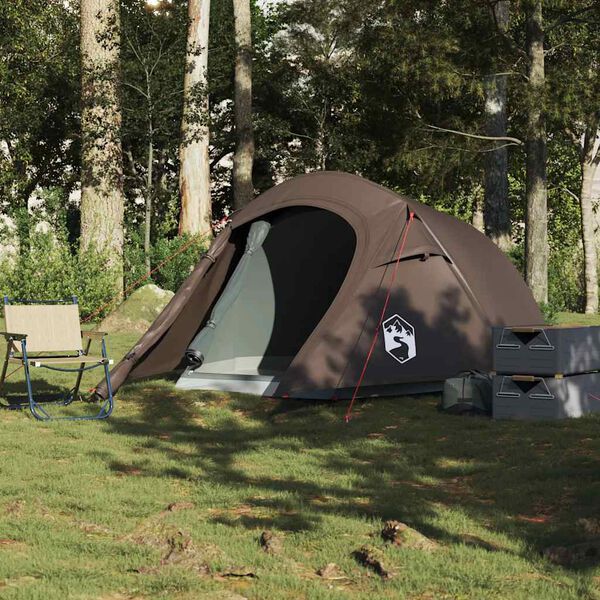 vidaXL Tente de camping tunnel 3 personnes marron imperm&eacute;able