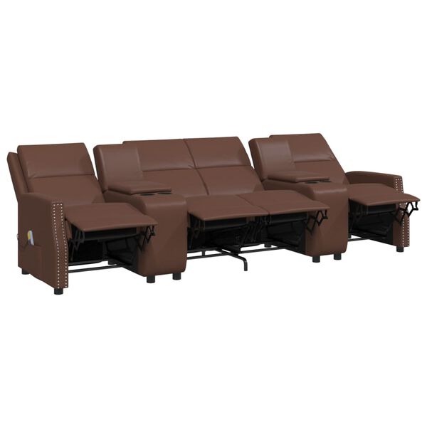 vidaXL Fauteuil de massage inclinable 4 places marron similicuir