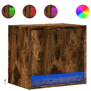 vidaXL Tables de chevet murales avec lumi&egrave;res LED 2 pcs ch&ecirc;ne fum&eacute;