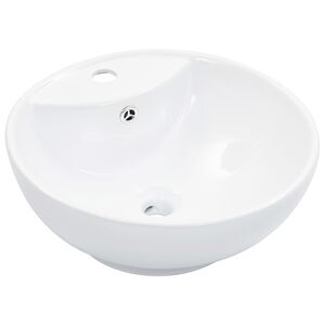 vidaXL Lavabo avec trop-plein 46,5 x 18 cm C&eacute;ramique Blanc