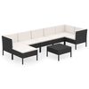 vidaXL Salon de jardin 8 pcs avec coussins r&eacute;sine tress&eacute;e noir