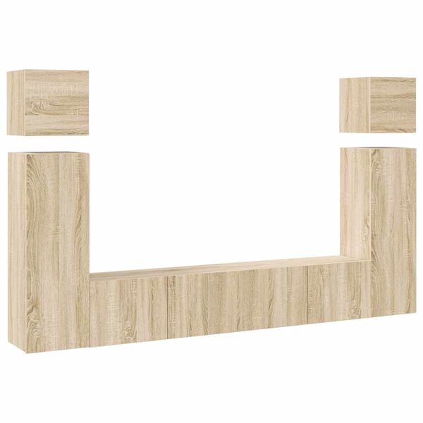 vidaXL Ensemble de meuble TV 8 pcs Ch&ecirc;ne sonoma Bois d'ing&eacute;nierie