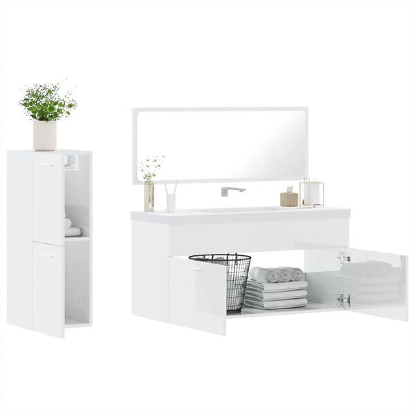 vidaXL Ensemble de meubles de salle de bain 3 pcs blanc brillant