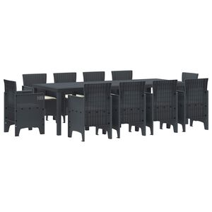 vidaXL Ensemble de salle &agrave; manger pour jardin 11 pcs Anthracite