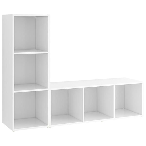 vidaXL Meubles TV 2 pcs Blanc 107x35x37 cm Bois d'ingénierie