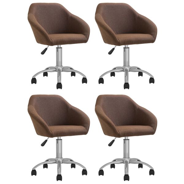 vidaXL Chaises pivotantes &agrave; manger lot de 4 marron tissu