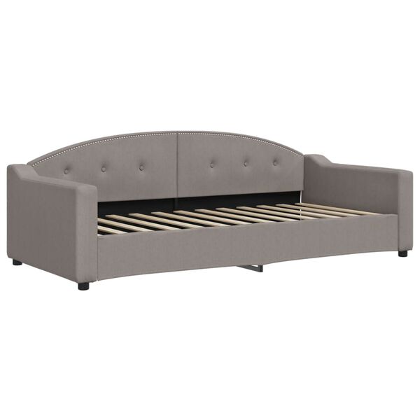 vidaXL Lit de jour avec gigogne et matelas taupe 90x200 cm tissu