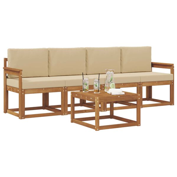 vidaXL Ensemble de canap&eacute;s d'ext&eacute;rieur 5 pcs Naturel et Beige