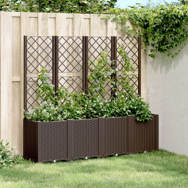 vidaXL Jardini&egrave;re avec treillis marron 160x40x140 cm PP
