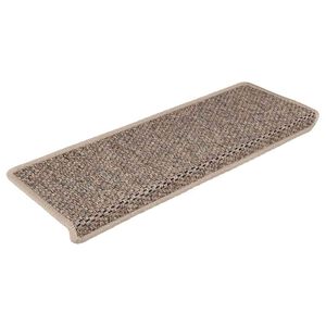 vidaXL Tapis d'escalier autocollants 15 pcs 65x21x4 cm Beige fonc&eacute;