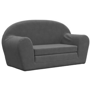 vidaXL Canap&eacute;-lit pour enfants 2 places anthracite peluche douce
