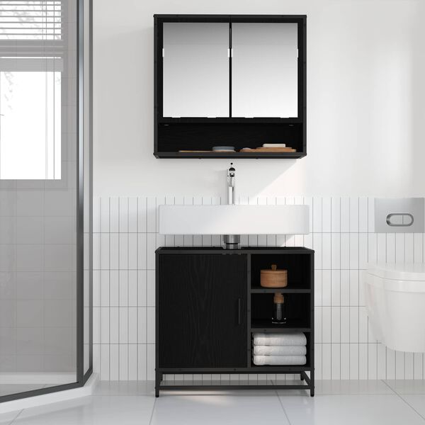 vidaXL Ensemble de mobilier de salle de bain 2 pcs Ch&ecirc;ne noir