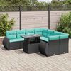 vidaXL Salon de jardin avec coussins 9 pcs noir r&eacute;sine tress&eacute;e acacia