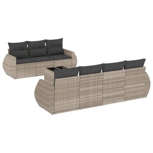 vidaXL Salon de jardin 8 pcs avec coussins gris clair r&eacute;sine tress&eacute;e