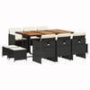 vidaXL Ensemble &agrave; manger de jardin 11 pcs coussins noir r&eacute;sine tress&eacute;e